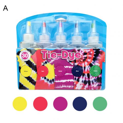 Kit de tinte permanente para ropa, Kit de tintes de colores brillantes, 5 colores, DIY: A