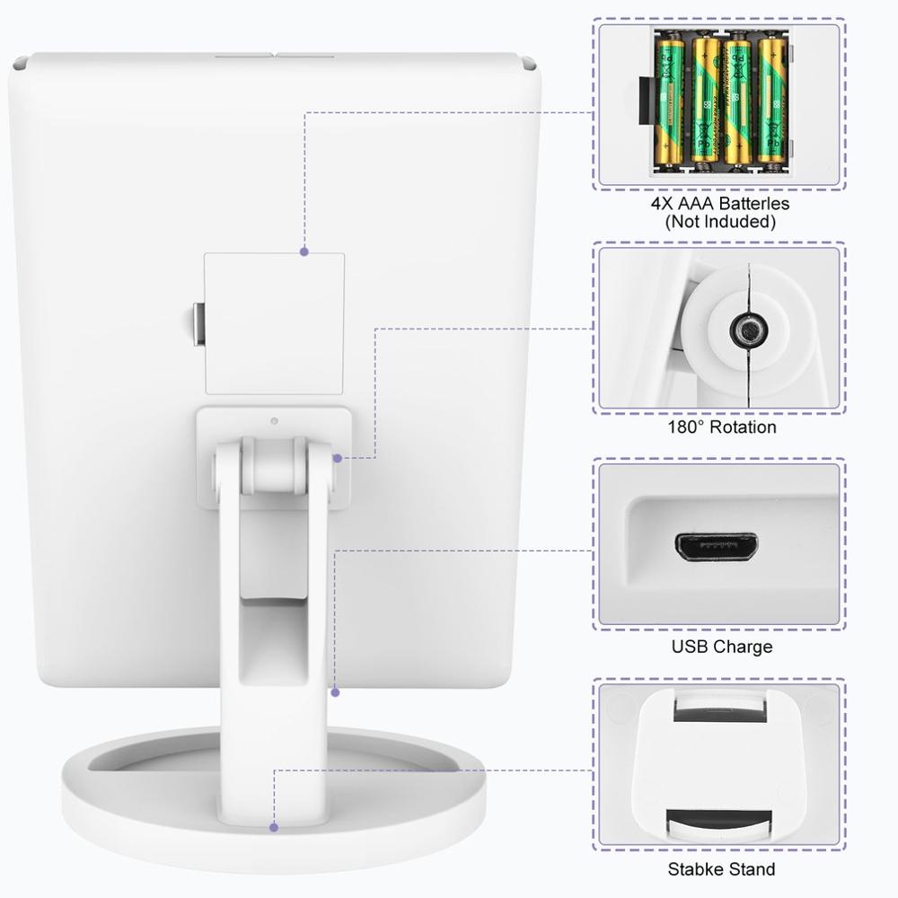 LED Desktop Three Fold Makeup Mirror 2x 3x 10x 180 Degree Free Rotation Table Countertop Cosmetic Bathroom Mirror