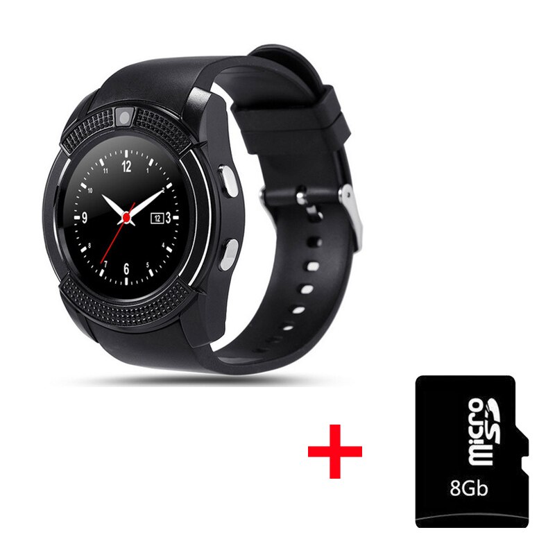 Männer V8 Interaktive Musik Smart Uhr Antwort Call Dial Call-Support TF Sim Karte Sport Smartwatch Armband Mit Kamera VS DZ09: V8 black 8G Card-10