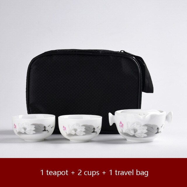 Kung fu gaiwan tekanna tekopp resa te-set inkluderar 1 kanna 2 koppar personlig kontorsrese bärbar tepåse: 03