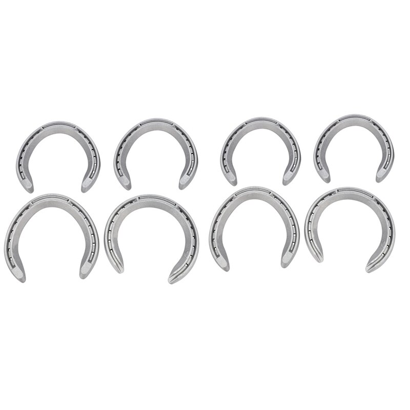 8 Pcs Horse Equipment Aluminum Alloy Horseshoes 2 Front+2 Rear Farrier Tools for Tournament Play,4 Pcs No.5 & 4 Pcs No.4: Default Title