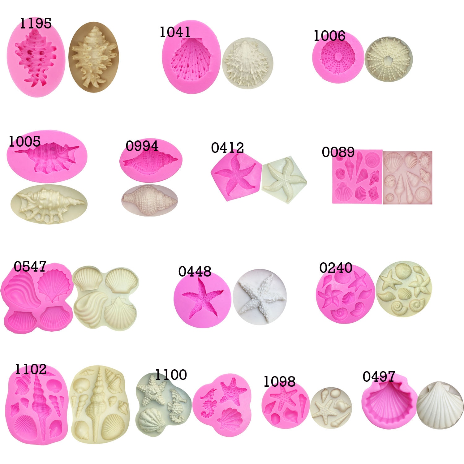 M0994 marine series schelpen zeesterren schelpen schelpdieren siliconen mal taart bakvorm taart decoratie gereedschap kaars zeep mallen