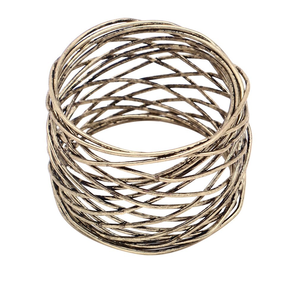 Enkele metalen ronde servetringen voor bruiloften, gouden zilveren servetring, handdoekring, gebruik kruisvormige holle tafeldecoratie