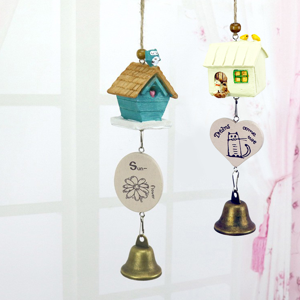 Hars Cartoon Windgong Vogelkooi Ornament Huisdecoratie Tuin Schattige Vogel Huis Opknoping Bel Hanger Ambachtelijke