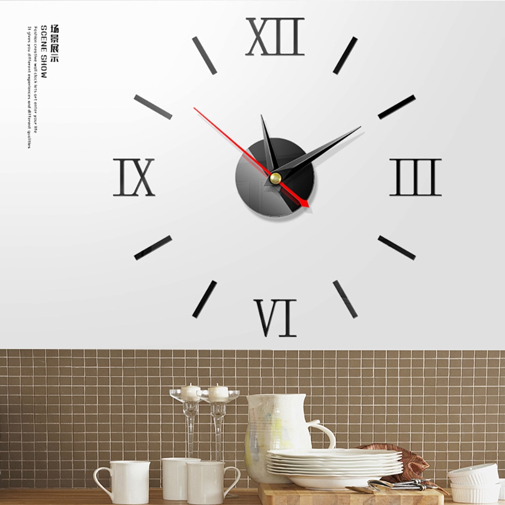 Diy Wandklok Modern Horloge Klokken 3D Acryl Spiegel Stickers Woonkamer Home Office Decor Quartz Naald Europa Horloge
