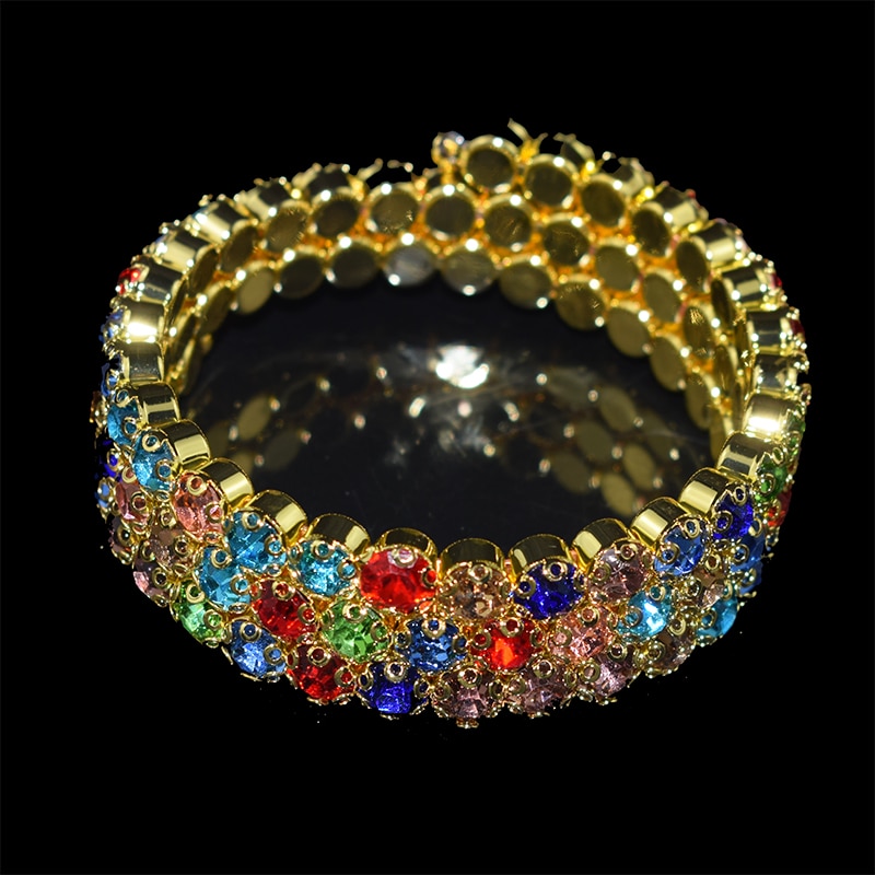 Damen Kristall Strass Armbinde Armreif Einstellbar Breite Manschette Armbinde Braut Kristall strecken-Armbinde Schmuck für frauen