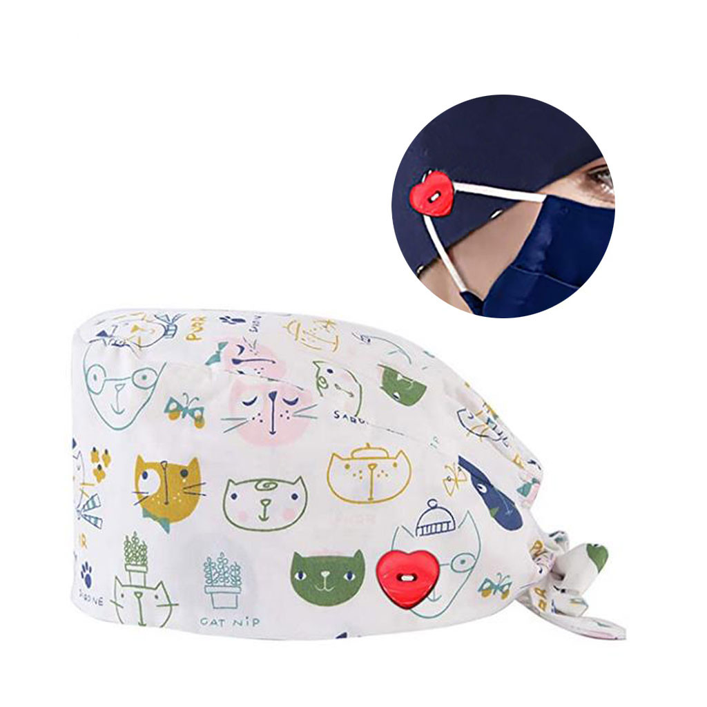 Gorros quirúrgicos médicos con estampado de gato, gorro de cirugía, gorro de clínica de dentista, sombreros de salón de belleza para médicos y mascotas de Hospital