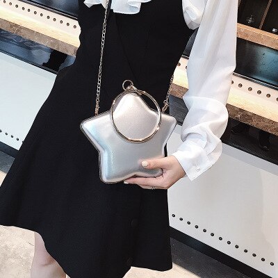 CAIDA Stern Geformt PU Leder Umhängetasche Solide Frauen Taschen Kette Schulter Handtasche Schild Kupplungen Abend Taschen Für Party Hochzeit