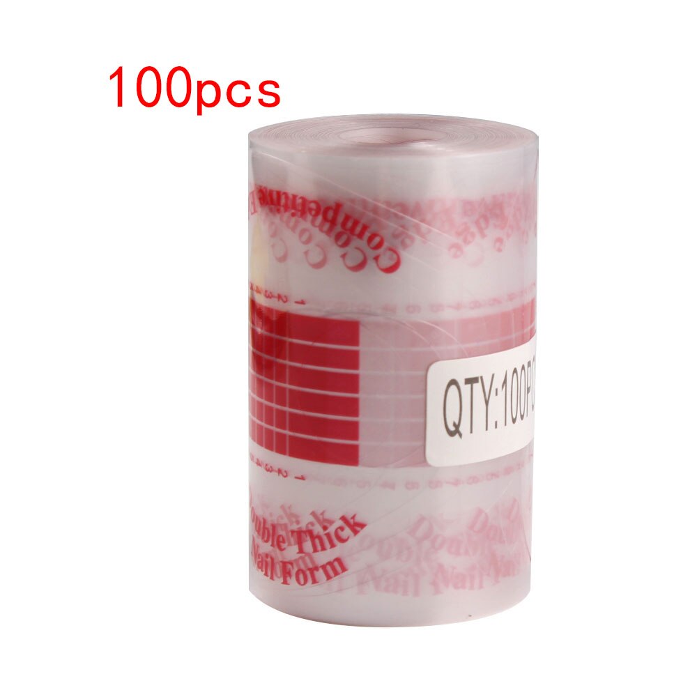 Nail Forms Extension Acryl Franse Curve Sticker Uv Gel Gebouw Zelfklevende Manicure Pvc Clear Red Nail Form: 100pcs