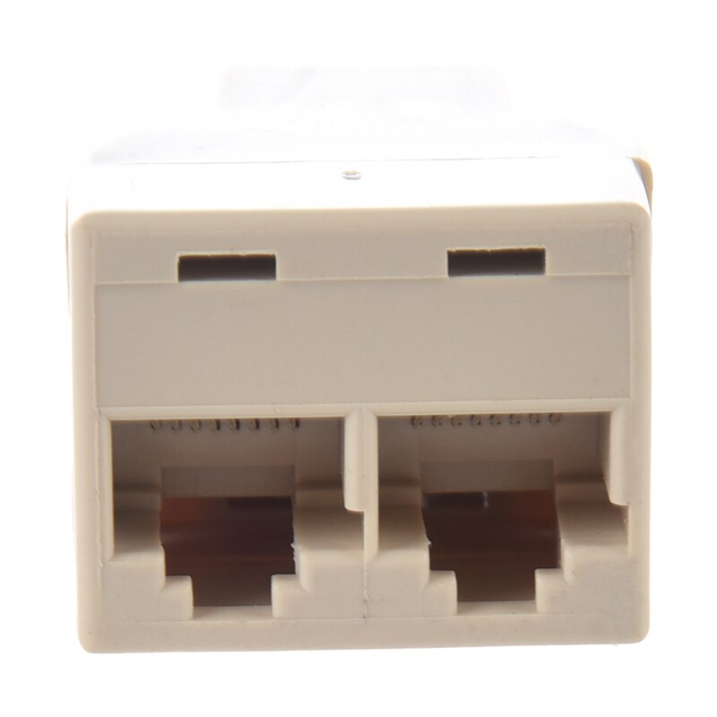 2 Pcs 3 Way RJ45 LAN Network Ethernet Splitter Connector khaki