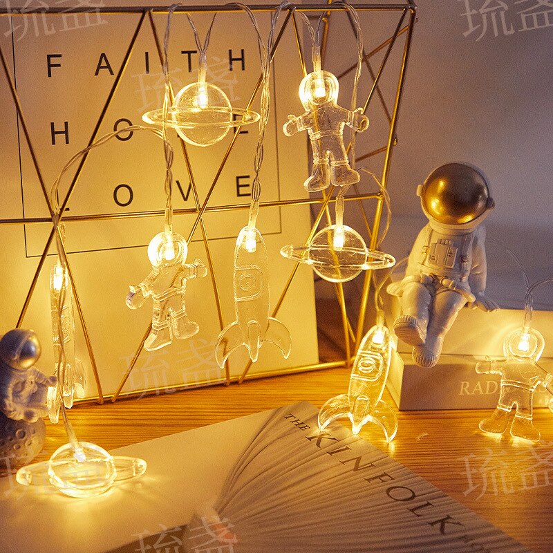 Rainbow Fairy Lights Garland LED String Christmas Tree Light Chain Night Lamp Patio Party Kids Bedroom Living Room Decor: astronaut