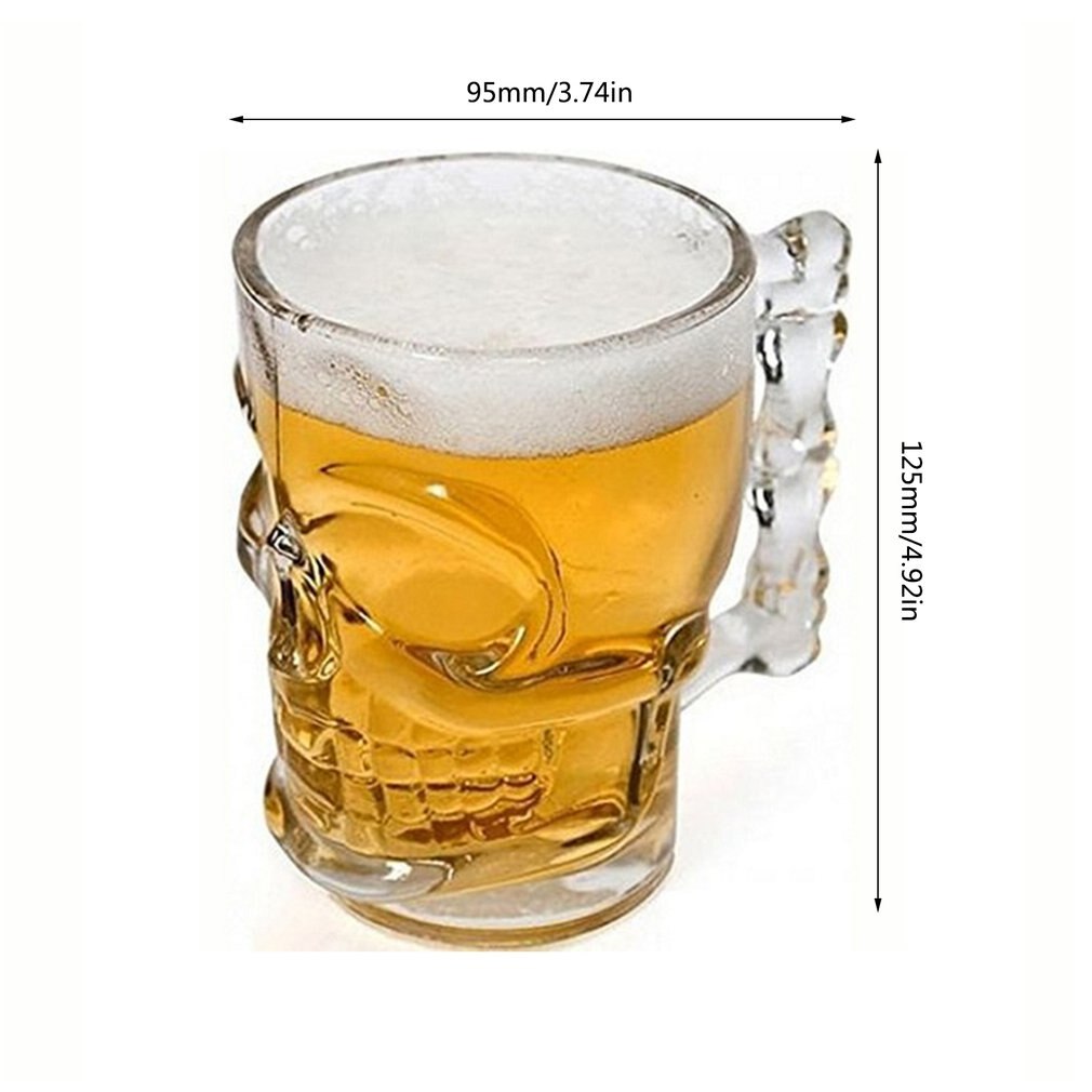 Classcial Pirate partner beer cup 500ml crystal glass skull face bone with handle drinking wine Bar Mug