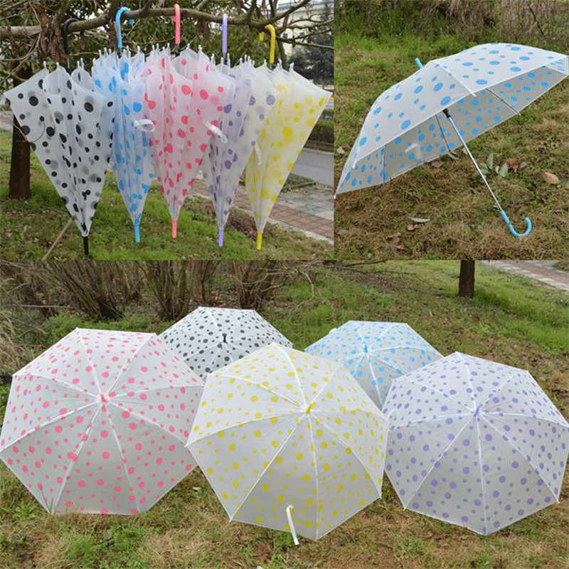 Coloré Transparent automatique pluie parapluie dôme fête de mariage faveur étanche joli point clair/arc-en-ciel parapluie couleur aléatoire