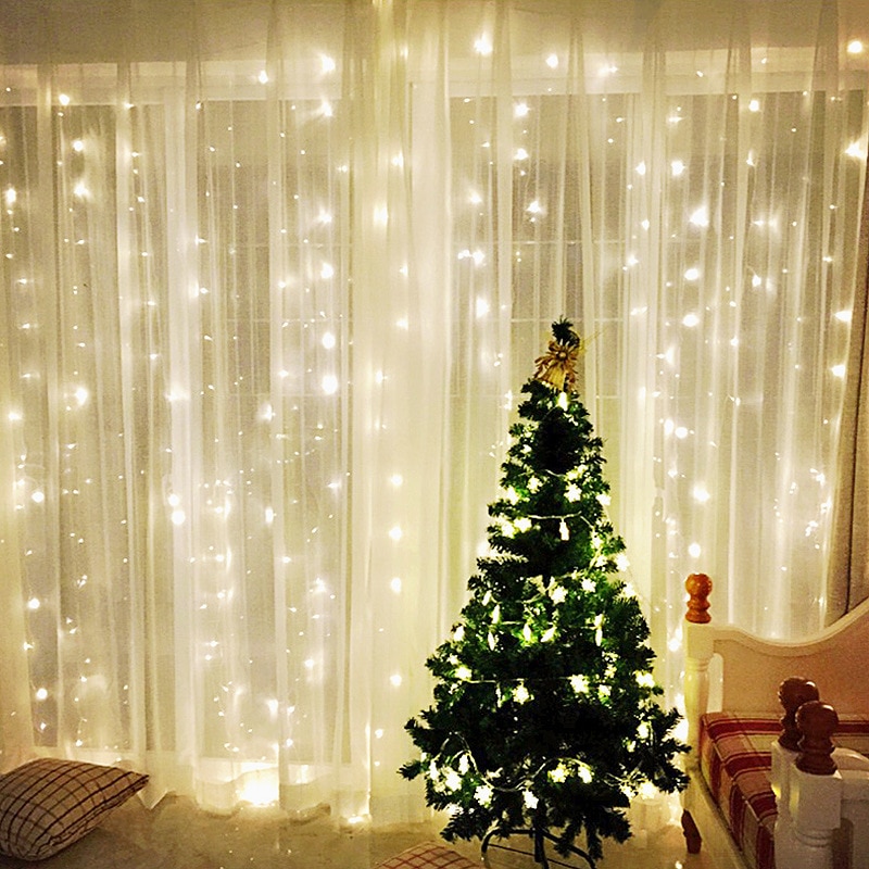 Led String Lights Icicle Waterfall Garland Fairy Lights String Curtain Lights Christmas Lights Indoor Led Garland for Decoration