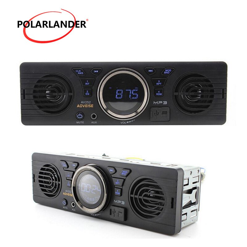 AV252 Built-in 2 Speakers Car Radio 1 Din Bluetooth Handfree FM USB SD AUX IN Audio Stereo In Dash MP3 Player 12V