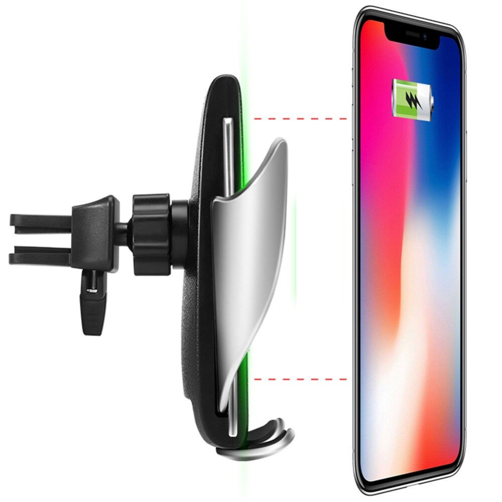 Automatic clamping car wireless charger t 360 degree rotation holder for iphone xr xs max samsung note 9 qi  s9 s8 vent holder