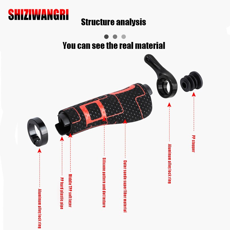 Promend-Manillar de fibra de ante para bicicleta de montaña, cubierta de manillar, manillar de bicicleta, extremo de barra, bloqueo de aluminio antideslizante, 1 par
