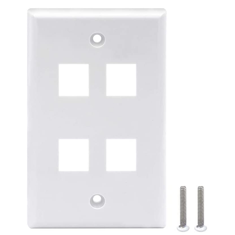 4 Port Keystone Wall Plate (10-Pack), Single Gang Wall Plates For RJ45 Keystone Jack And Modular Inserts,White
