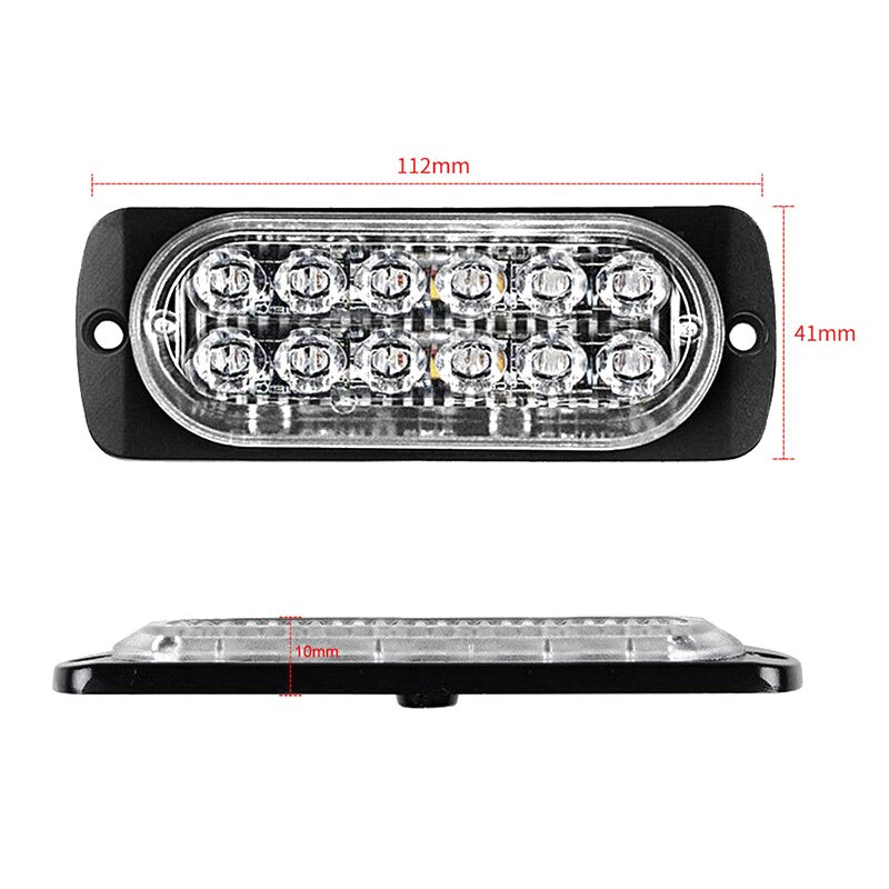 Transparante werklamp rood kit 12 led vrachtwagen werklamp 12v-24v 36w dringend