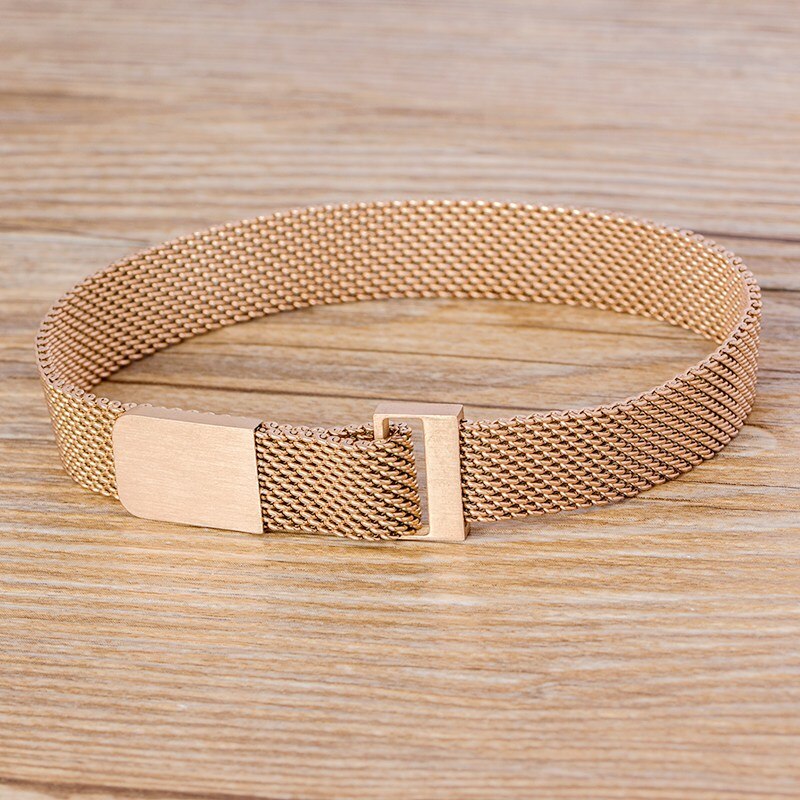 Bracelet ajustable Punk classique universel pour hommes et femmes, fermoir magnétique en acier inoxydable, à la , bijoux: Rose Gold