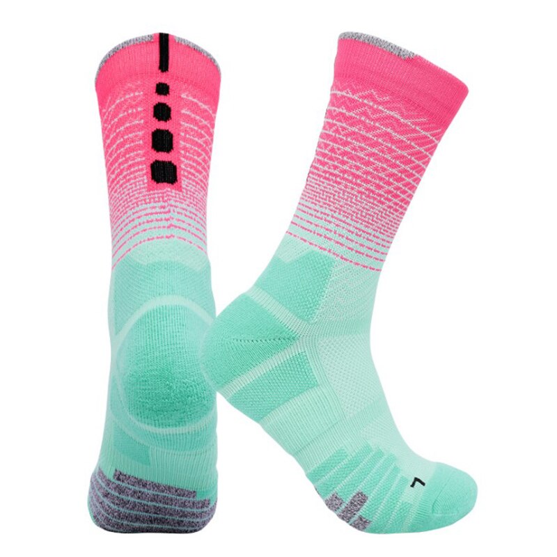Calcetines de baloncesto Elite Crew Dry Fit para hombre, medias gruesas con almohadilla de cojín de felpa suave, calcetines deportivos de Color contrastante: Green red