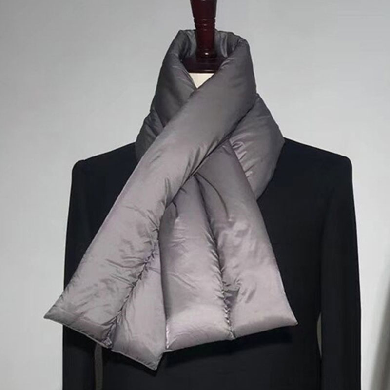 Zimowy puchowy szalik panie panowie wysokiej jakości lekkie ciepłe szaliki moda skrzyżowana Super miękka jednokolorowa chusta