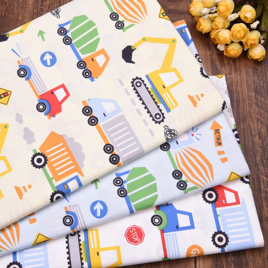 Cartoon Auto Graafmachine Katoen Stof Diy Naaien Ambacht Patchwork Quilten Fat Quarter Tecido Kleding Tilda Voor Baby Sheet Textiel