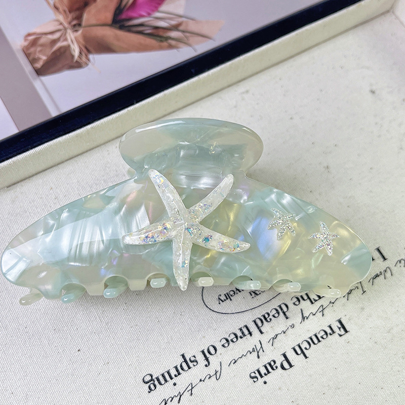 YHJ-garra para el pelo de estrella de mar para mujer, pinza para el pelo de acetato con diamantes de imitación, joyería de vacaciones, pinzas para el pelo, accesorios para el cabello: Caqui oscuro