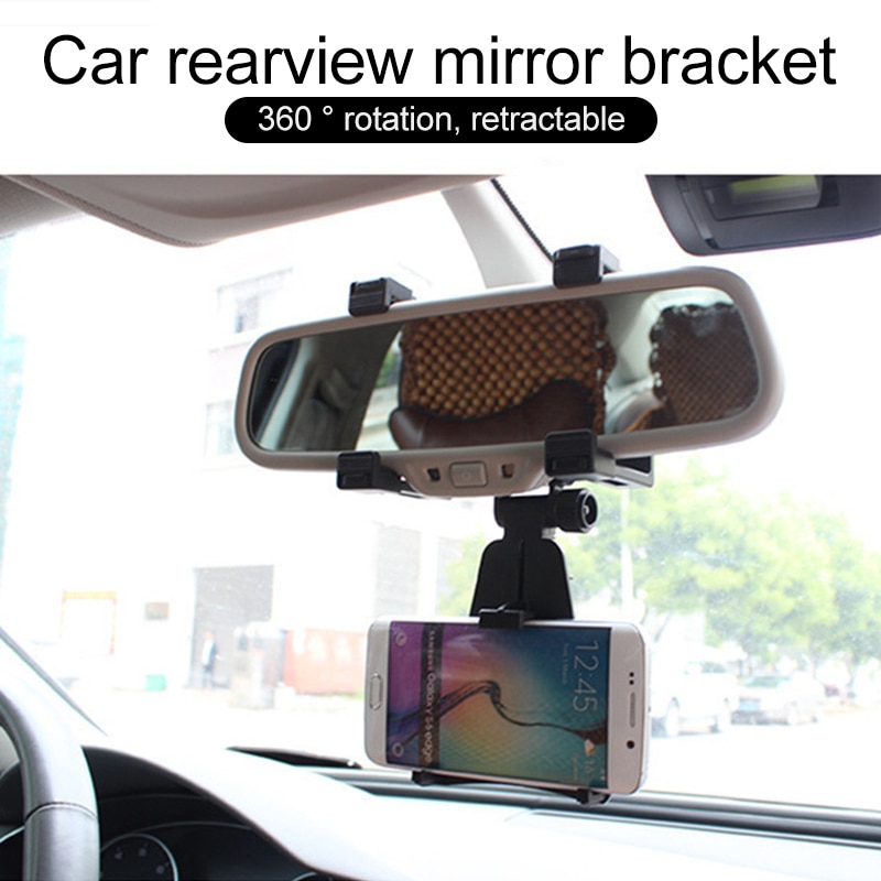 Adjustable Car Auto Rearview Mirror Mount Cell Phone Holder Bracket Stands For Samsung Huawei Xiaomi IPhone Mobile Phone GPS