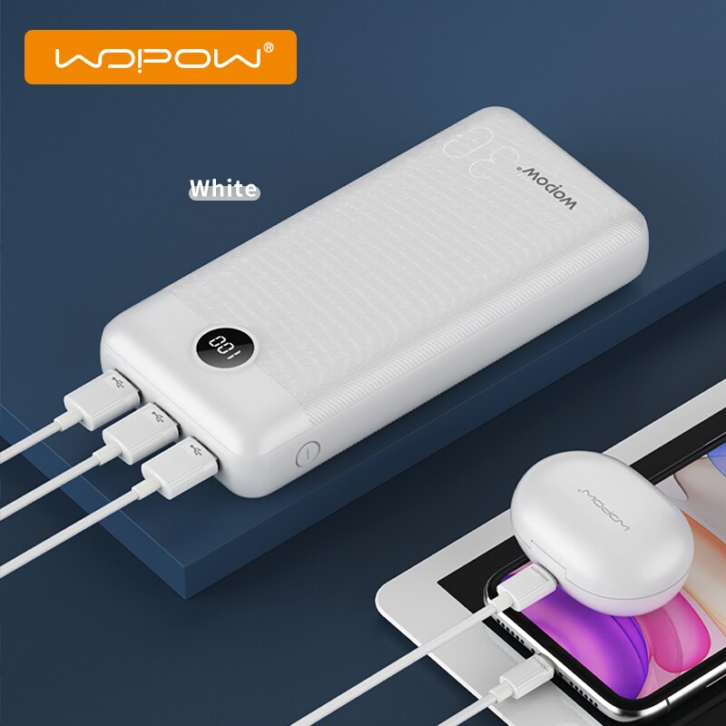 Wopow Power Bank 30000Mah Voor Xiaomi Draagbare Oplader Powerbank Led Display Externe Batterij 30000Mah Poverbank Voor Mobiele Telefoon