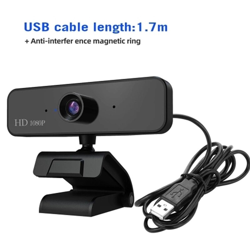 S2 HD 1080P Webcam Built-In Microphone High-End Video Call Web Camera for PC Laptop (Black)