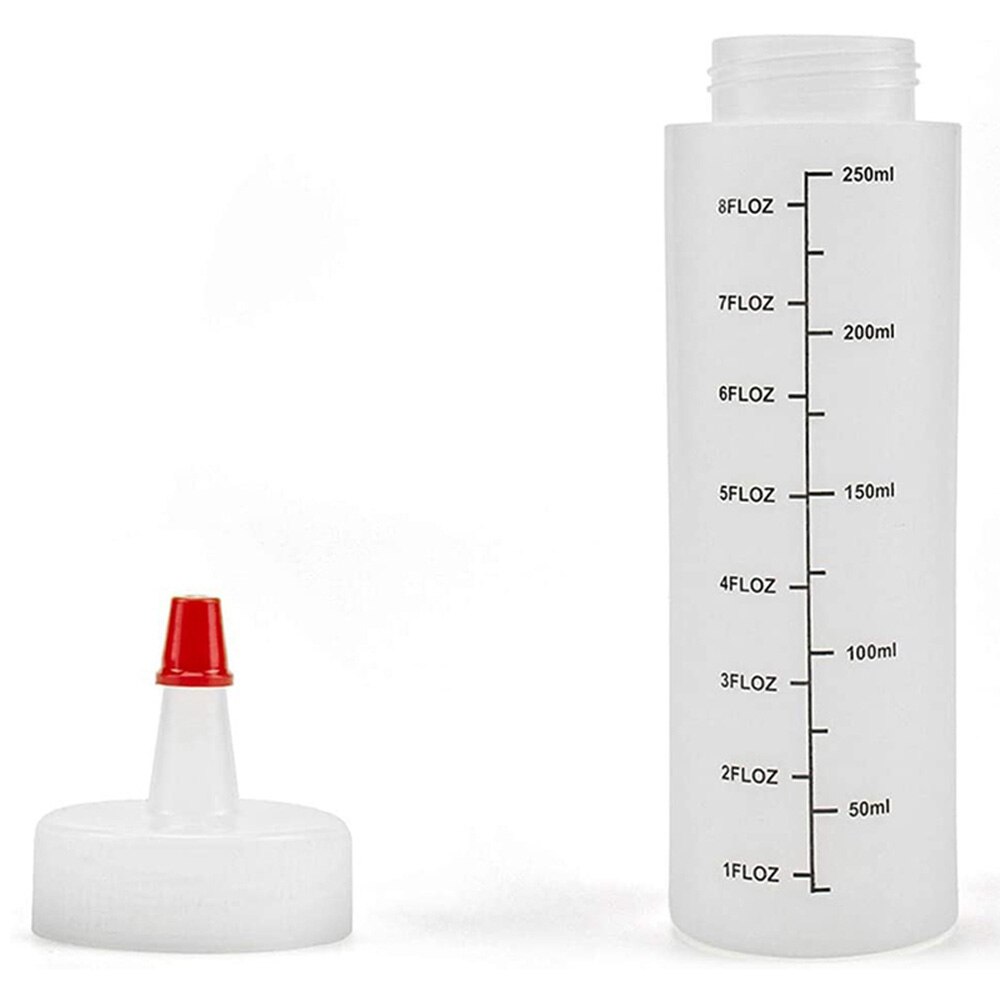 5 stk. 250ml nåleflaskeplastik i plast med flaskeknusflaske med lækagesikker hætte sauce flaske salatklemme flaske køkken