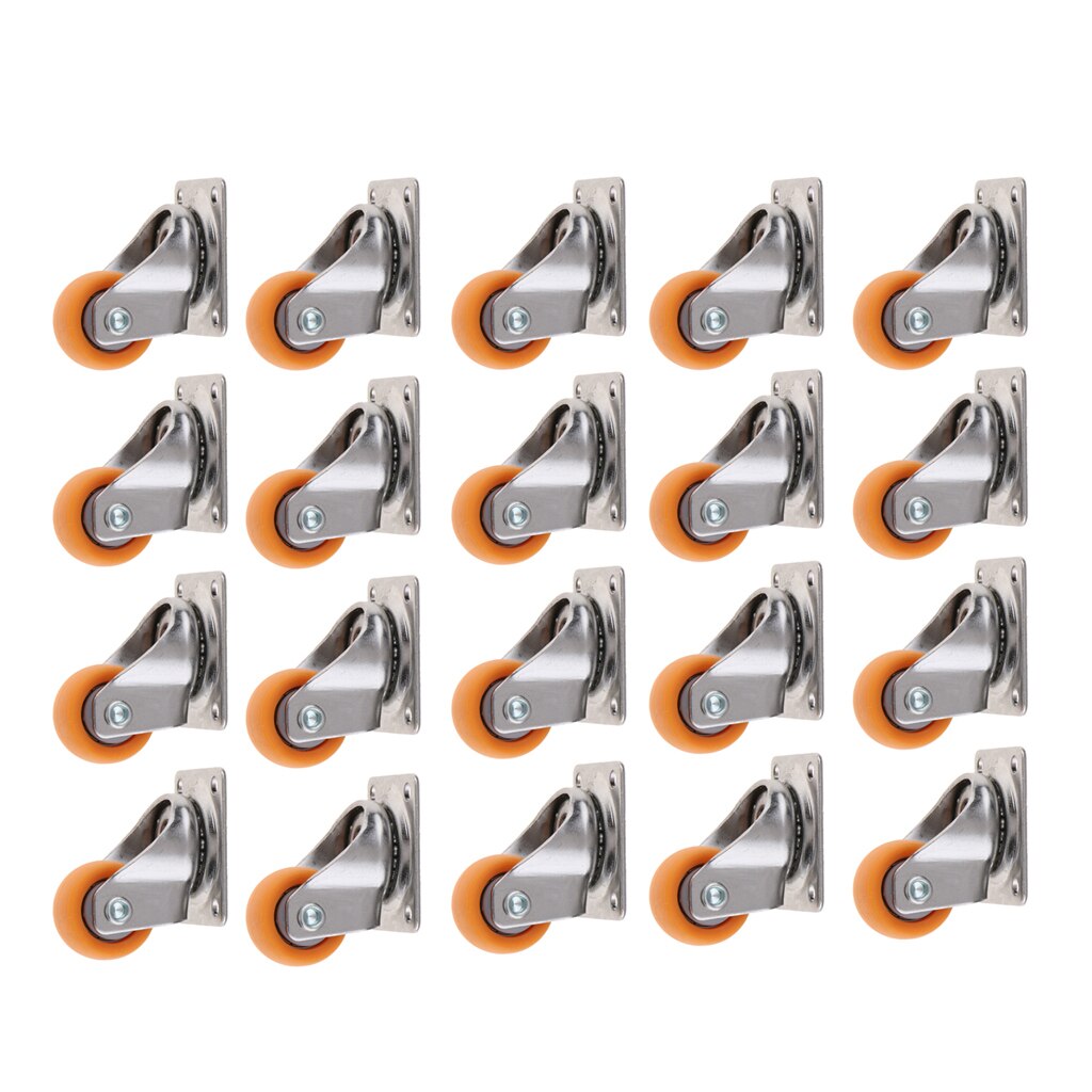 20 stk nylon alle svingbare hjul platehjul for traller hjul oransje