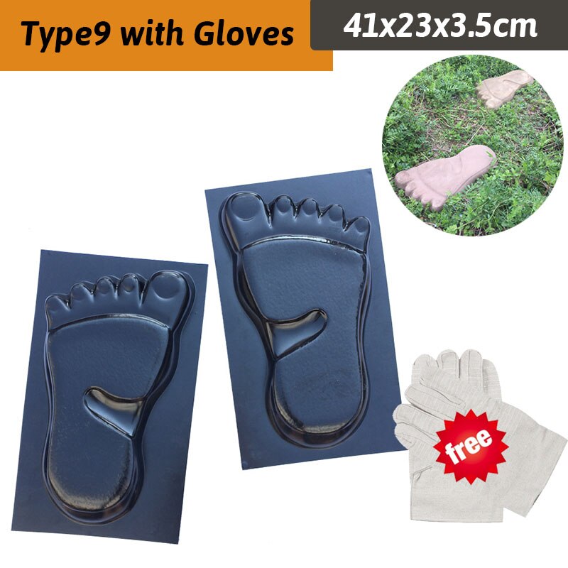 12Type DIY Garden Walk Pavement Mold Reusable Path Maker Concrete Molds Manually Paving Cement Brick Stone Road Concrete Molds: Type9 with Gloves