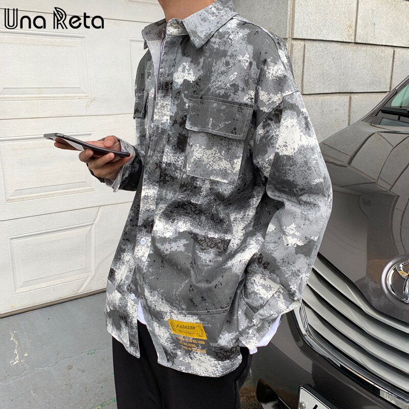 Una Reta Camouflage Men Shirts Spring Autumn Streetwear Men Clothing Long Sleeve Plus Size Casual Loose Shirts For Men