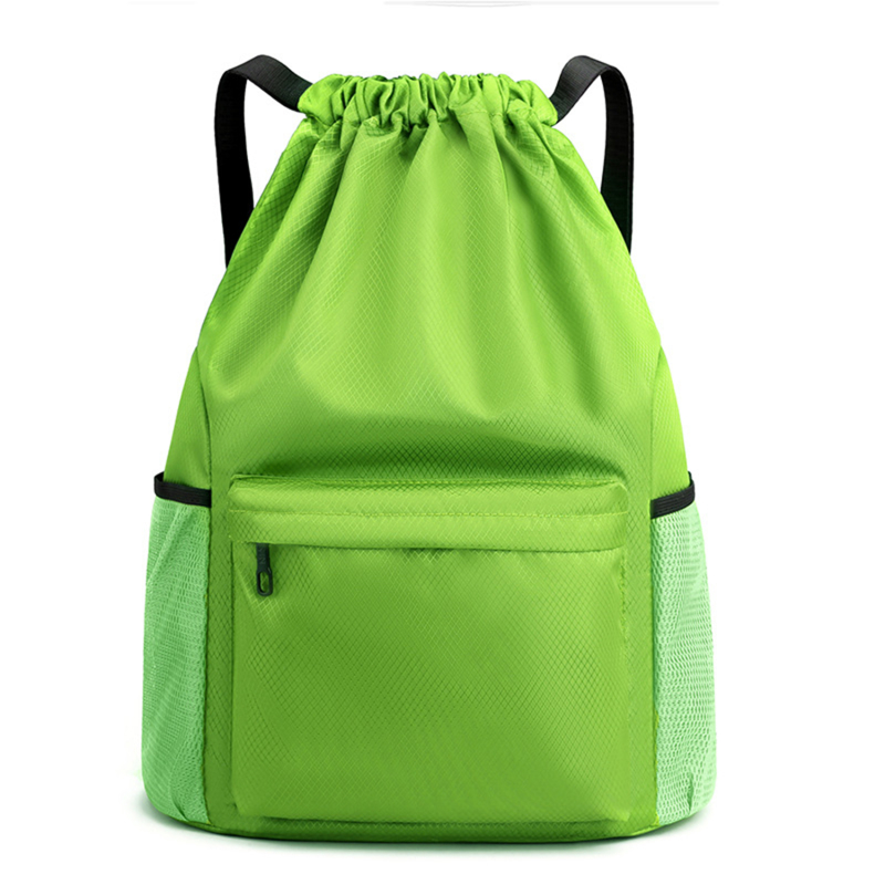 Men/Women Drawstring Pocket Backpack Nylon Waterproof Backpack Large Capacity Drawstring Travel Bag Fitness Sports Bag: 16 inches / GRAY