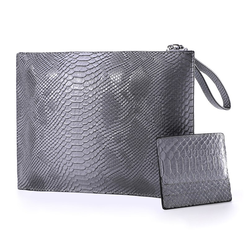 Slangemønster kvinner konvoluttvesker pu skinn dame clutch veske merke fest clutcher for damer lommebok gratis kort veske: Grå
