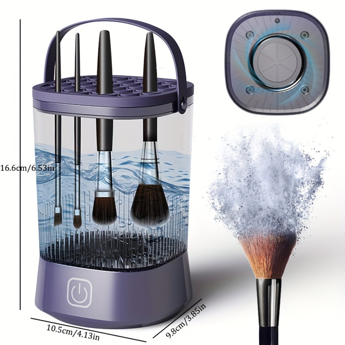 Automatischer elektrischer Make-up-Pinselreiniger, wiederaufladbar, 3-in-1, Typ C-Aufladung, Kosmetikpinsel, Waschen, Trocknen, Waschwerkzeuge, Maschine