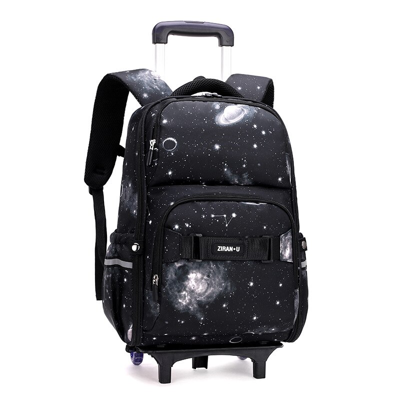 Trolley bagagli borse da scuola per ragazzi ragazze borse da scuola per bambini zaino per bambini Mochilas con zaino per scuola con ruote zaino per bambini: black