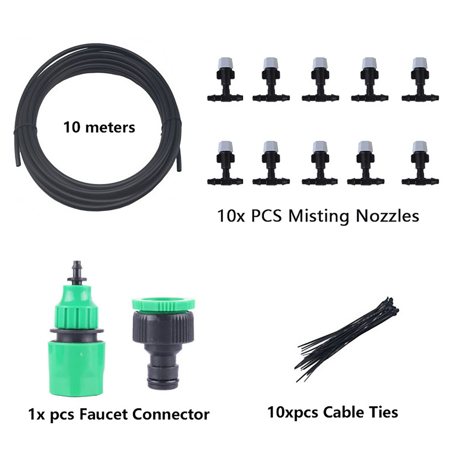 10 meters water mist cooling system kit summer sprinkler brass nozzle outdoor garden greenhouse park plant spray hose watering: Default Title