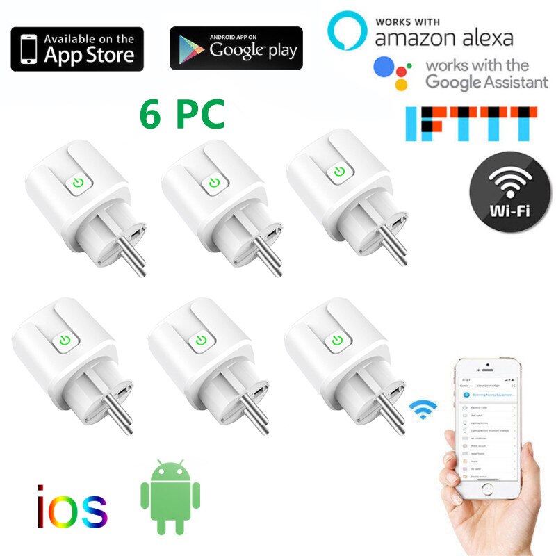 16A EU Smart Home Wifi Power Plug With Monitor Smart Home Wifi Wireless Socket Works With Alexa Google Home Tuya App For HomeKit