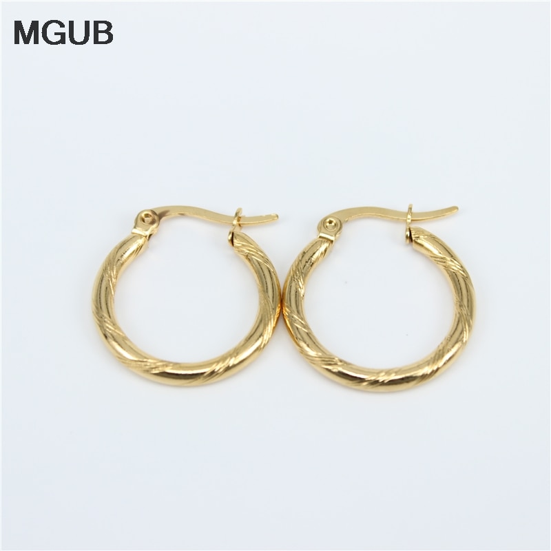 Diameter 20-50MM Circle Small Hoop Earrings With Gold Color Simple Earring For Women Stainless Steel Jewelryy LH819