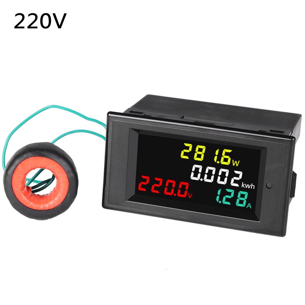 Color LCD Display Panel Meter Energy Watt Meter With Voltmeter Ammeter Power Meter AC Multimeter 220V 380V 100A: SPM002-220VAC