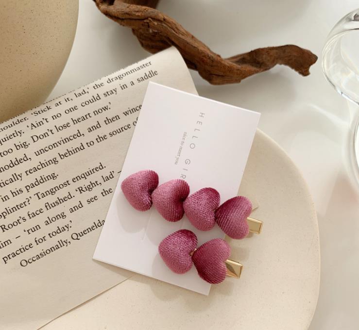 samt Liebe Haarspange eins süße Pony Clip Haarnadel weibliche Herbst und Winter Seite Clip für Mädchen Frauen Haar Zubehör: Rose verrotten