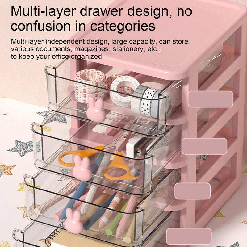 Small Desk Organizer 4 Tier Clear Cosmetic Makeup Organizer Table Organizer With Drawer Desktop Storage Drawers For Arts Crafts