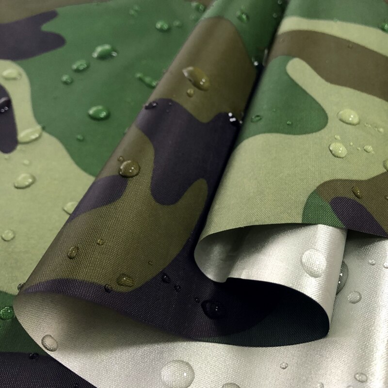 Størrelse 100cm*150cm 190t poly taffeta camouflage trykt pu sølv 1500mm vandtæt stof