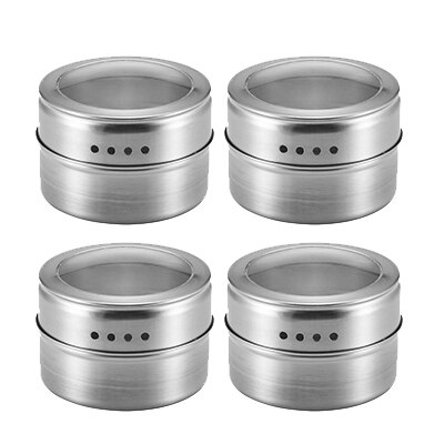 Ensemble de pots à épices magnétiques | Pot à épices en acier inoxydable, conteneur de stockage d'épices, poivre, Sprays d'assaisonnement, outils de cuisine, directe: Set of 4