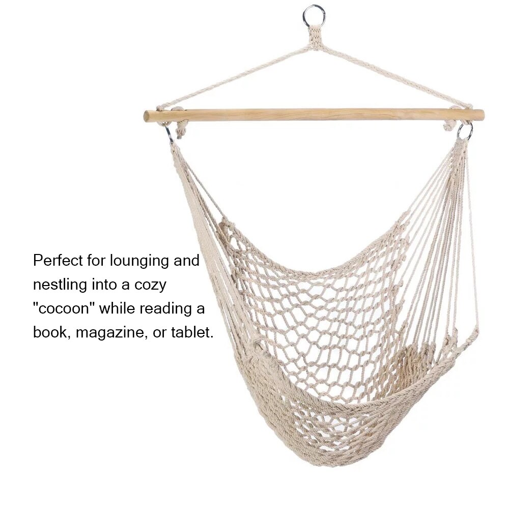 Hammock Chair Cotton Rope Weaving Chair Swing Chair Indoor Outdoor Garden Yard Theme Decoration