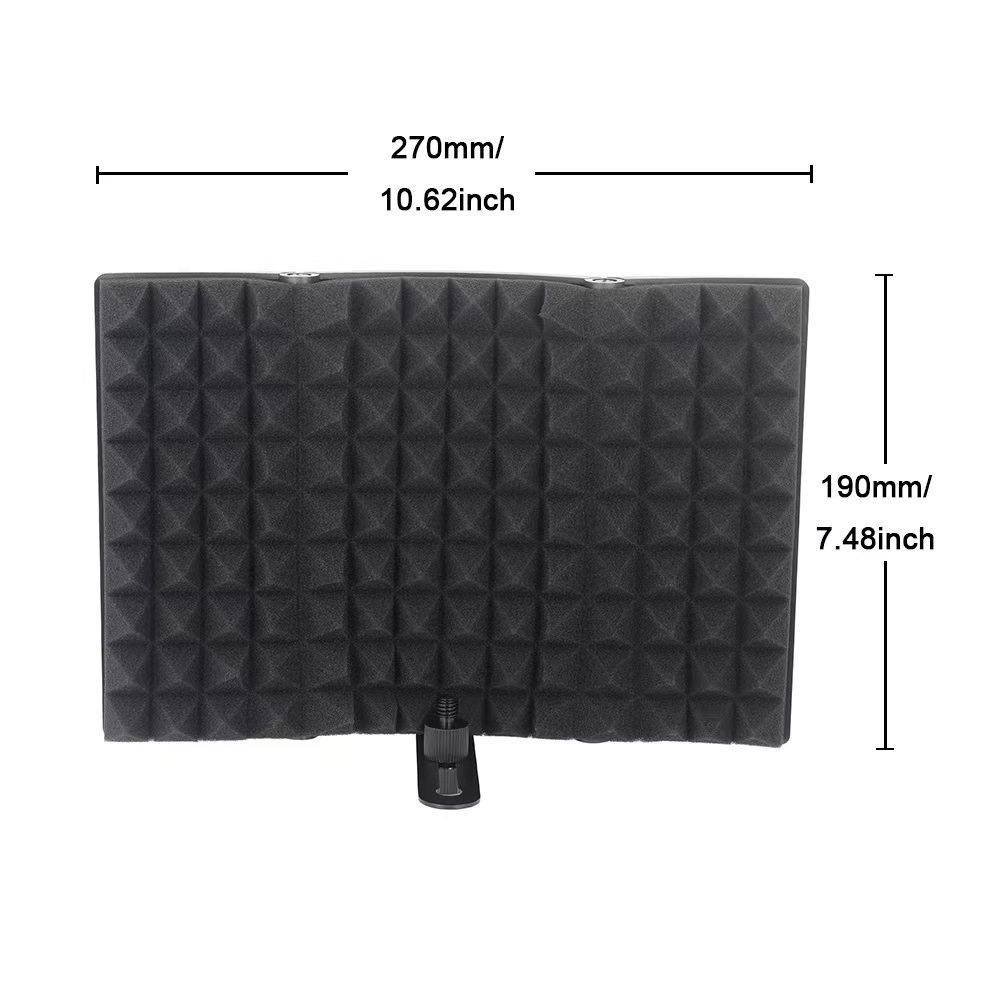 Capot d'isolation de microphone, bouclier de microphone pliable avec triple isolation sonore, adapté aux équipements d'enregistrement de microphone