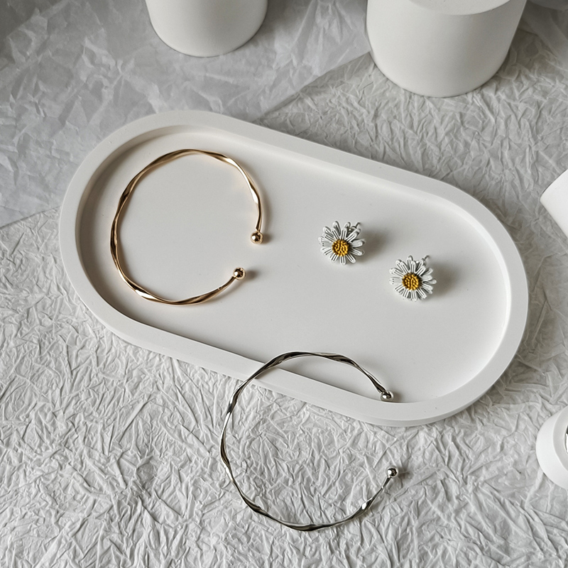 Sieraden Display Frame Cilindrische Gips Sieraden Display Oorbellen Sieraden Foto Rekwisieten Ovaal Dienblad Sieraden Plaat